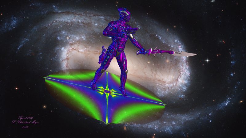 Warrior Rides an E-Disk
The Violet Warrior travels the cosmos on a disk made of energy. He is a construct imprinted with the consciousness of a long dead warrior. He fights to end the rule of Despots and Oppression on any world he finds it on.
Keywords: SciFi Comics Space Heroes Androids Warriors