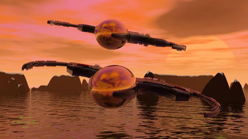 Wave Skipper Eggs
On the homeworld of an advanced intelligent cephalopod species, daring human and cephalopod enjoy racing Wave Skipper Eggs.

Keywords: SciFi Alien-World Sports Racing Fun Vehicle Seagoing