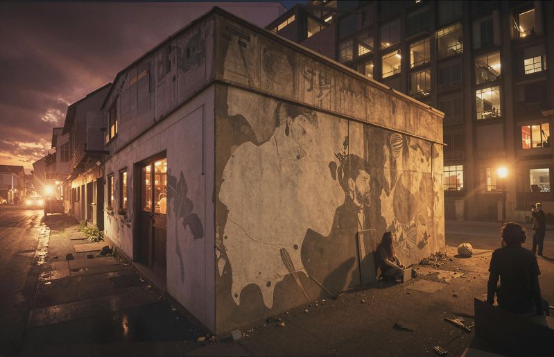 Street Art
Made after one of my photos from Musicon in Roskilde, denmark
Keywords: Alan,Alan_Hauge,fantasy,sci-fi,AI,