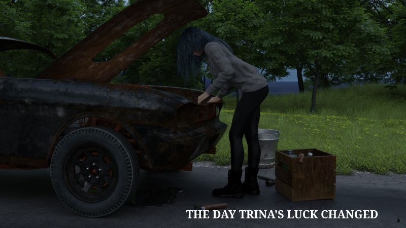 Two Days Ago
In the ruins of Chattanooga, Trina managed to get a car operational.  She started driving south on the remains of Interstate 59.

With a sudden thump and a lurch, the vehicle came to an abrupt stop.  She took her tools from the trunk and went to work.

After an hour of futile and frustrating attempts at restarting the machine Trina, begrimed and discouraged, abandoned the car and continued south on foot.

 Next image is [url=https://www.thefantasiesattic.net/attic/cpg/displayimage.php?pid=45332]here.[/url] No previous

Story starts at [url=https://www.thefantasiesattic.net/attic/cpg/displayimage.php?pid=45331]this image.[/url]

