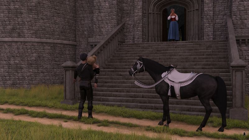 In Need Of Washing
Celduin dismounted, leaving Olivia leaning forward.  For the second time that day he caught Olivia, this time as she tumbled from the saddle.

"Sir, where did you find her?" asked the castle's housekeeper.  "I can smell her from here!"

"Troll," responded Celduin without elaborating further.

"Well, let's get her cleaned up," came the response.
Keywords: olivia celduin