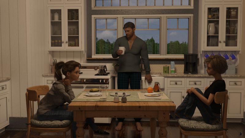 What Happened To You?
While the girls hungrily ate the pancakes, Mike brewed his first cup of coffee and drank enough to clear the fog from being awakened from a sound sleep.

Leaning back on the sink he said, "OK.  What happened to you?  Why are you no longer pixie sized?"

Rekka and Kari looked at each other for a long moment and with a sigh, Rekka started her story.

(More story on the way.)  Previous image is [url=https://www.thefantasiesattic.net/attic/cpg/displayimage.php?pid=45017]there.[/url]

Story starts at [url=https://www.thefantasiesattic.net/attic/cpg/displayimage.php?pid=44947]this image.[/url]
