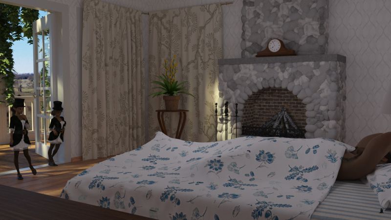 Morning of March 17th
Two visitors arrive on the balcony off of Mike's  bedroom.
