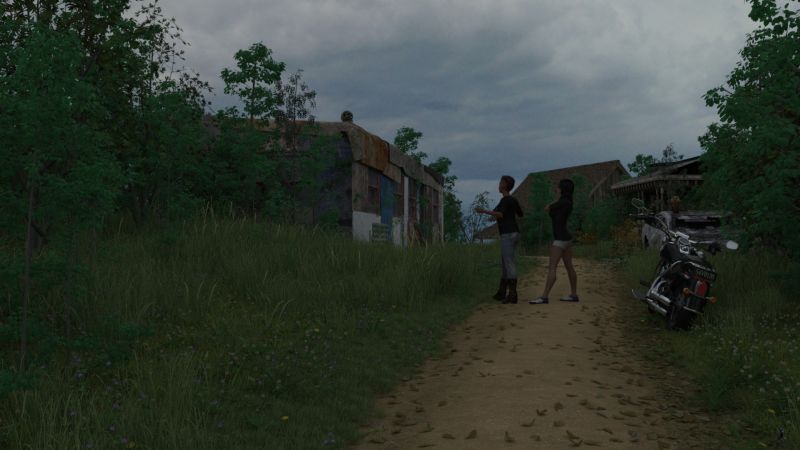 Visiting Millie's Old Summer Camp
Millie had persuaded her roommate who was unfortunately named Mini to go see her old summer camp.  Millie was surprised to see that it was long derelict.

And she found an additional surprise when she looked at the top of what had once been the camp's counselor's trailer.

(Not a street so not in the Art Challenge.)
