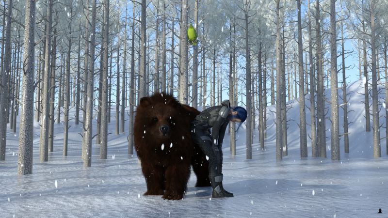 We'll Never Find Him - AC winner 02/18/23
Once again, one of the circus animals had escaped.  This time it was Ollie, a parrot.

Bubbles and Fred the Bear had been searching since early morning.  They were both tired, wet and disappointed.  They had stopped to rest before carrying on the search, Bubbles leaning on Fred.  He had turned when he felt her sag against his side.

From above and behind them, Bubbles hear a high pitched "Peep peep peep".  She turned as Ollie glided towards her.
