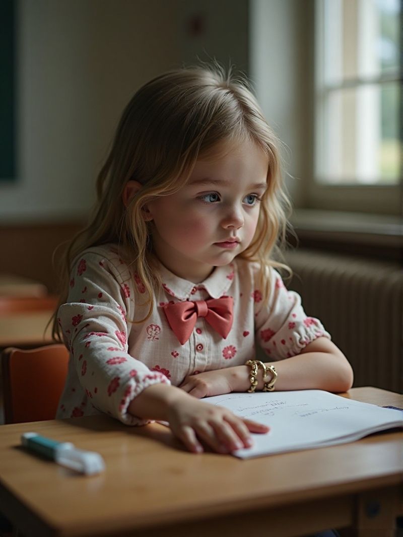 Schoolgirl
School's almost over. Thankfully, because the little girl is bored.
