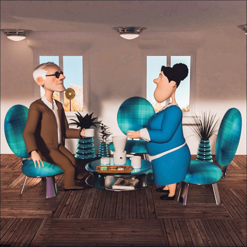 Coffee time
"Stubborn!" They say "We're not made for Daz, you can't put us and Daz props together!" Can you hear them? And I do it the same XD
