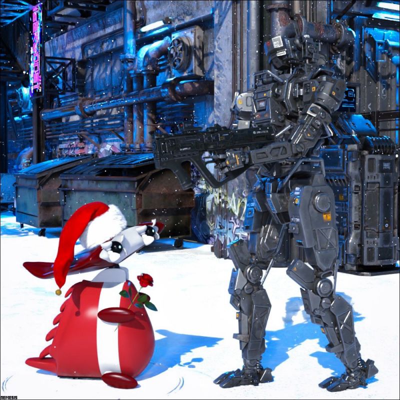 Don't shoot me: it's Christmas!
Christmas in a cyberpunk future...
