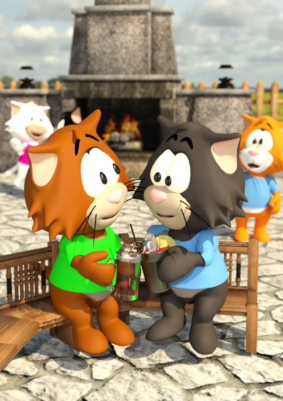 Cheers
Friends drink a toast to Fantasy Attic with some tasty drinks at the anniversary party .

