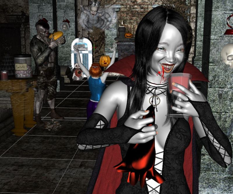 Party in the family crypt
A family of vampires isnt going to let being dead spoil their holiday fun together.  Come on in join the fun.
