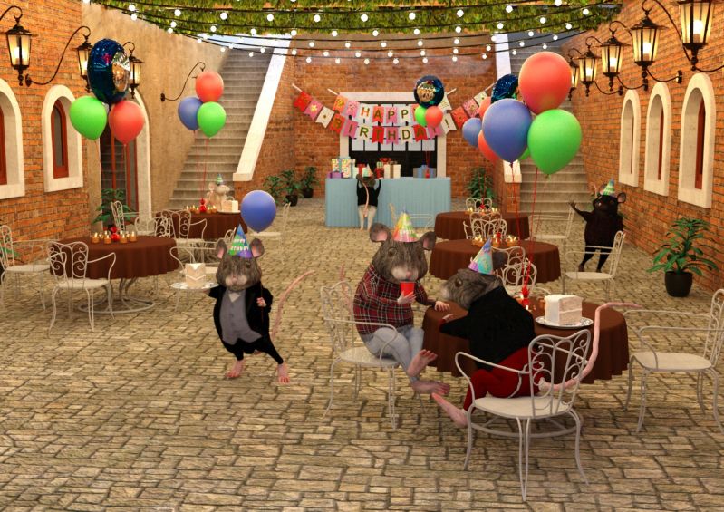 Happy Birthday Squeeky
Its Squeeky's birthday today, and all his friends gather to help him celebrate another year of not getting eaten by a cat or caught in a trap.
