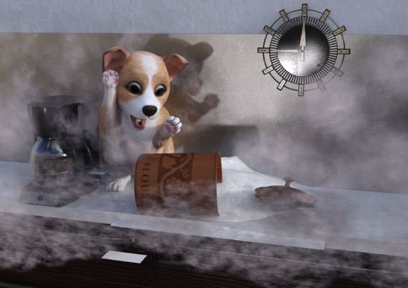 OOPSIE
What a mess. Timothy accidently knocked over the flour tin, leaving a white dusty mess everywhere.
