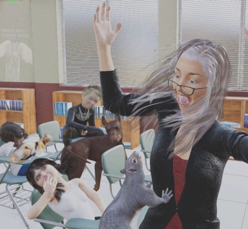 A Squirrel at school
Mellissa didnt know why Miss Hodgkins was so upset. After all it was her idea to have pet day at school. the other kids brought their pets, and Melissa brought her Pet, Simon the squirrel. She had raised since she found him as a lost baby. "He is just coming up to say hello"
