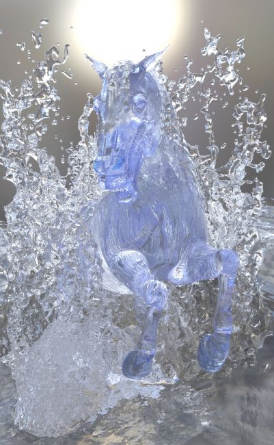Aquatic Equine - FA winner 07/24/21
A stallion made completely out of water charges through the waves.
