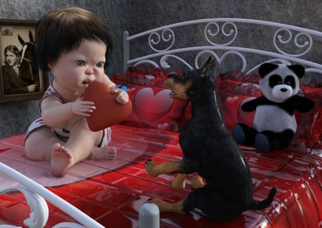 Will you be my Valentine?
Two year old Jessica loves her puppy Wondermutt who she keeps calling "Wombermuff", so who better to be her Valentine?
