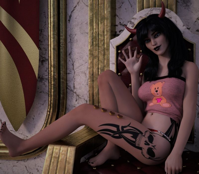Such A Little Devil
There is a new queen on the thrown. She likes chocolate, teddy bears and wearing bright red bikini bottoms, she says they make things smoking hot.
