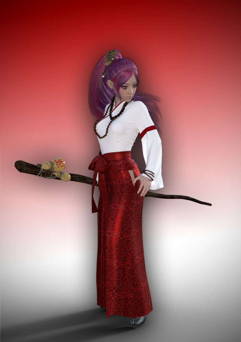 Future Head Priestess
Misaki in temple garb. As actually priestesses the outfit should be a light blue but as it is an Inari temple leaving it red. 
