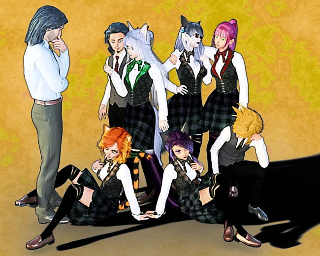 Copping a little Rub
She can't leave the teacher alone even when she is busted for something else. 

Hope Kasumi doesn't look down. 
