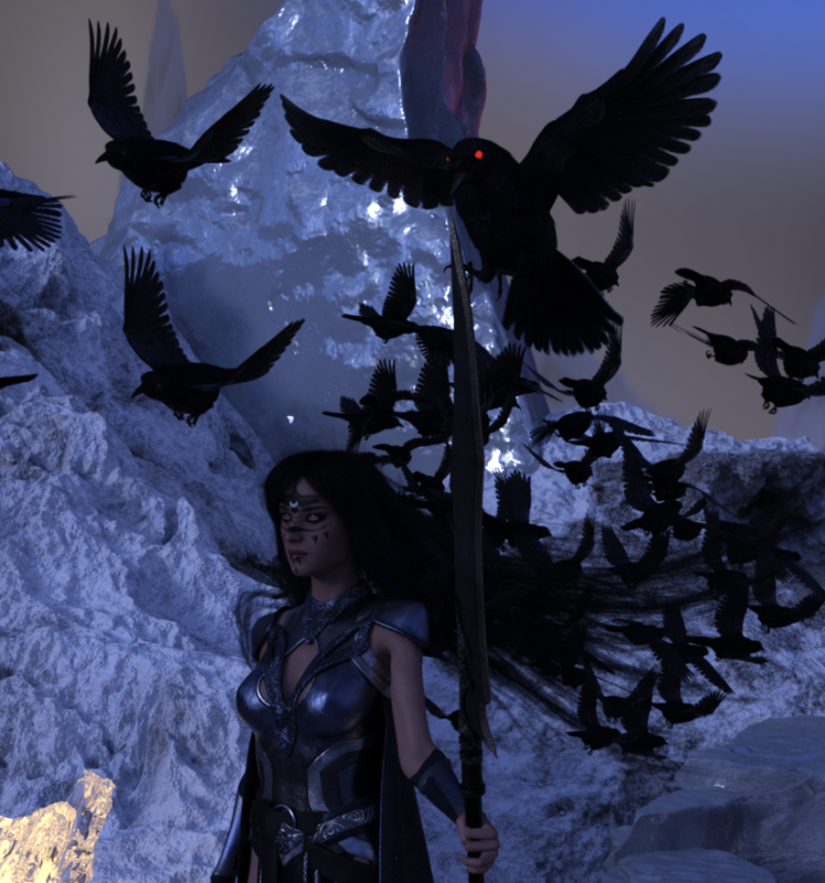 Morrigan.
Ok first entry. Trying for the ravens coming out of hrler hair 

