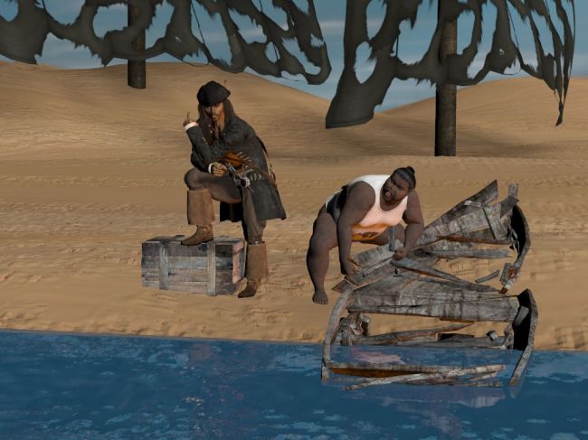 Fast Sand Island
Bad enough the ship beached,

Bad enough the longboat broke in half,

But at least I have rum.

Not for the contest, just a bit of playing around.

Realized to get bettre shadows adjust the light.

8 )
