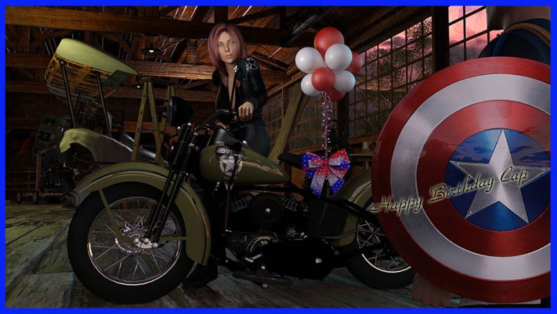Happy Birthday Steve
~TOTW Winner Wk of 5/7/22~
A little something I did on laptop while laying in bed While recuperating from heart attack   
Thanks for viewing 
Keywords: Black Widow Marvel TOTW Winner 5/7/22