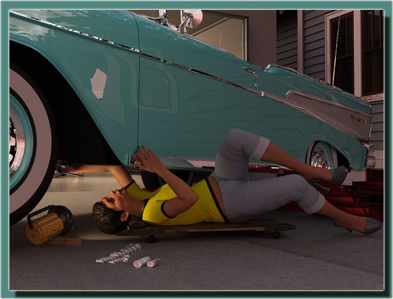 It’s That Time Again!
It’s that time again! for Cruising On Main. So she crawled under Denzel, her 57 Chevy Belair, tuning him up, making sure everything is tight and clean, cause this year she intends to win 1st place in the classic car contest.
Keywords: Cruising