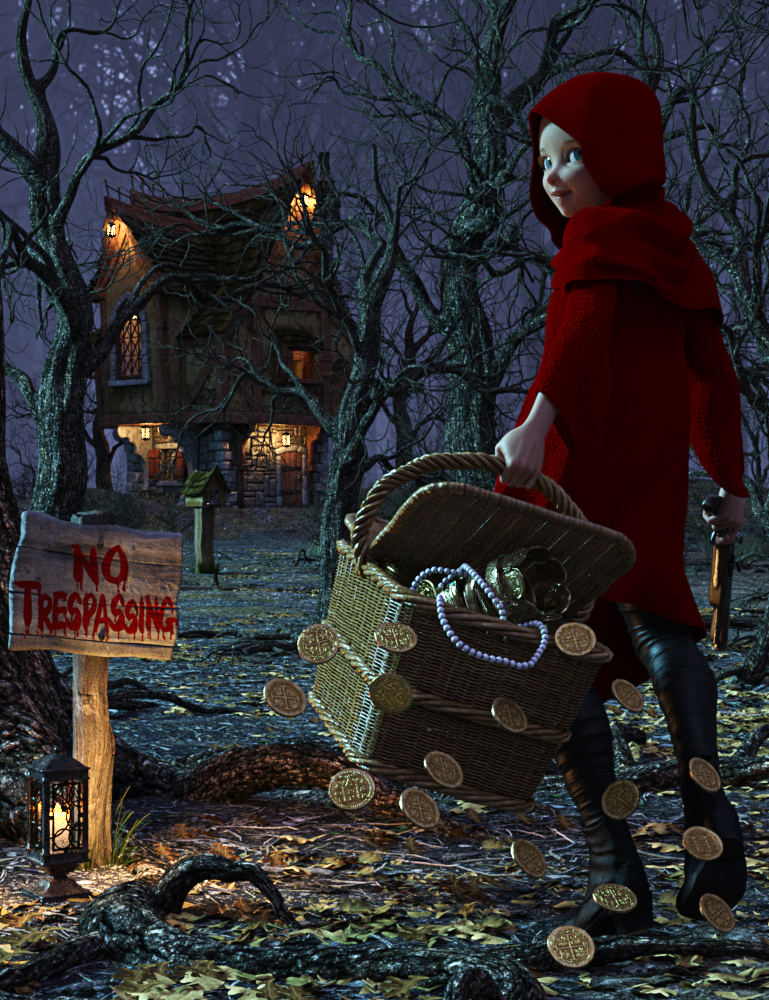 Little Red
Did you really believe that she was taking freshly baked cake and a bottle of wine to her grandmother who just happened to live all alone in the woods???
