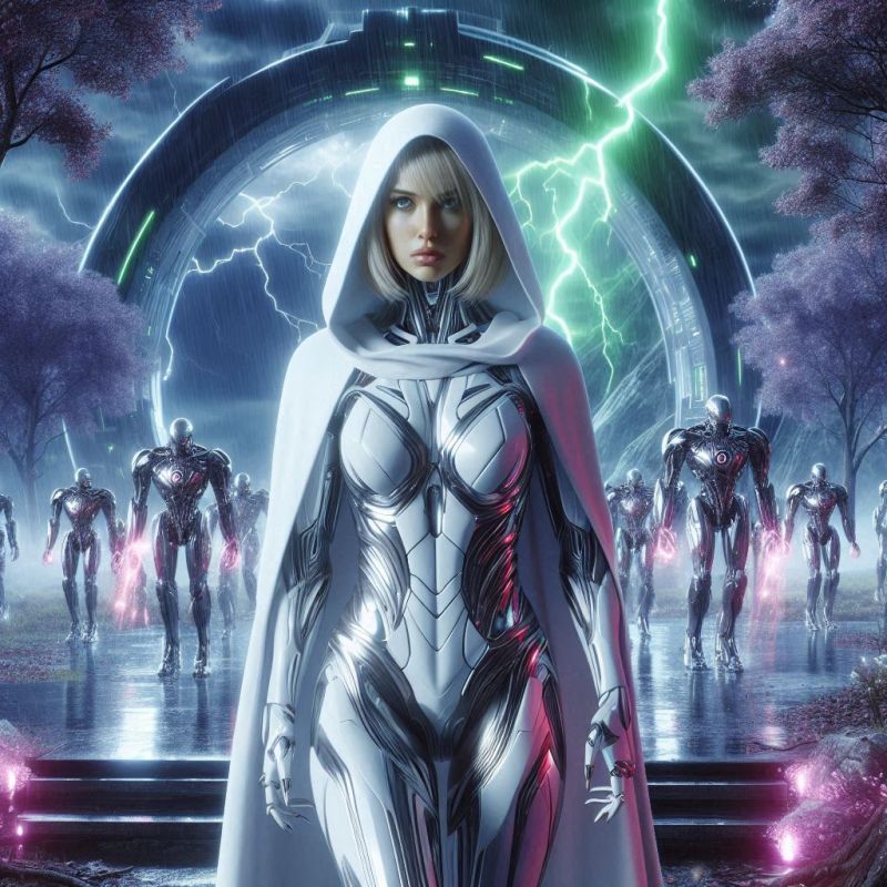 The gate
How do I explain this? In my D&D campaign there is something buried deep within the earth called The Tesseract which is an incredibly vast dungeon for people to explore. There is no way that anyone could ever get bored as there are some really incredible things in there. The forgeborn sorceress Jen depicted here has for followers a version of Warforged from a part of the Tesseract. To move from section to section in the Tesseract (There is 600 layers to this dungeon) there is a system of magical gates.
Keywords: Jen gate