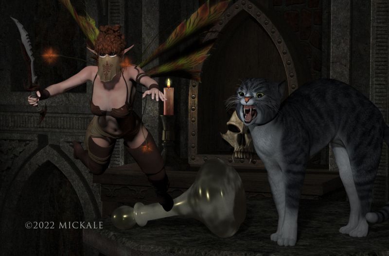 The Hit Part Two
" 'CRAPCRAPCRAP!!!TOOCLOSETOOCLOSE!!SCREWTHEBOUNTY!'
The HitFae decided it was best to live and try the hit another day."

A sequel image.. thanks for looking, enjoy.
(I never could get the focal length quite right ... because scaling and stuff)
