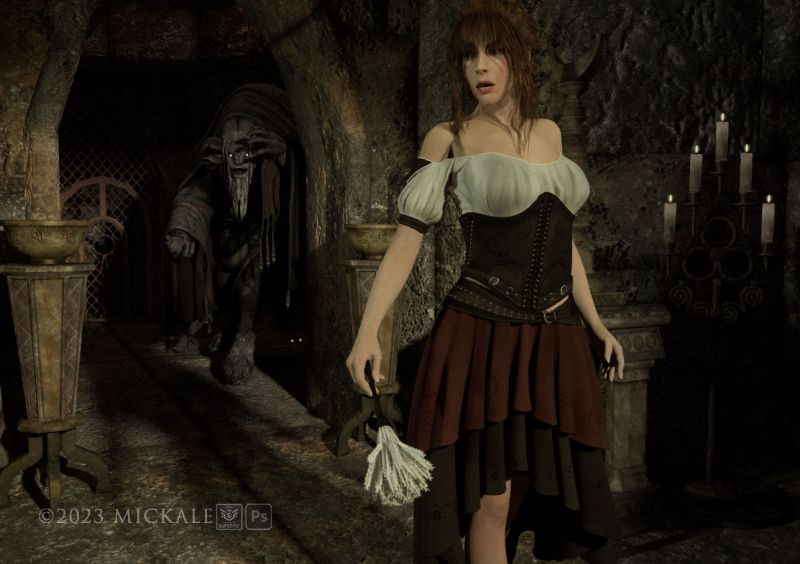 Voice
"She'd heard that that castle was haunted, but took a night cleaning position anyway. A little past midnight, she heard something calling her name and felt watched. She resigned the next day."

thanks for looking, enjoy.
