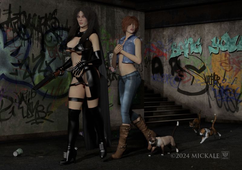 Vengeance
"In a dystopian future, someone stole one of a bounty hunter's little sister's four cats. She is seeking vengeance."

thanks for looking, enjoy
