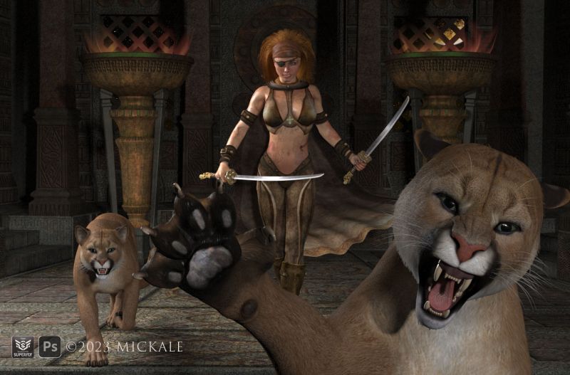Revenge
"... with a little help from her friends."

thanks for looking, enjoy.
Keywords: cougar revenge sword