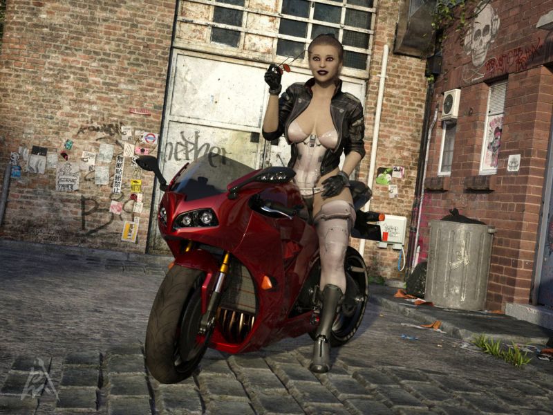 Bethany on her Bike
Items used:
Bethany for Genesis 8 and 8.1 Female by AshenPortfolio (Renderhub)
Bopping Shades (Freebie)
Clothing and Hair - The Major for G8F by squarepeg3d (Freebie)
Charlene Hair by Outoftouch (Daz3D)
Chameleon Roadracer by zoro_d (Renderosity)
Urban Alley by Stonemason (Daz3D)
Pose by Petege
Keywords: motorbike