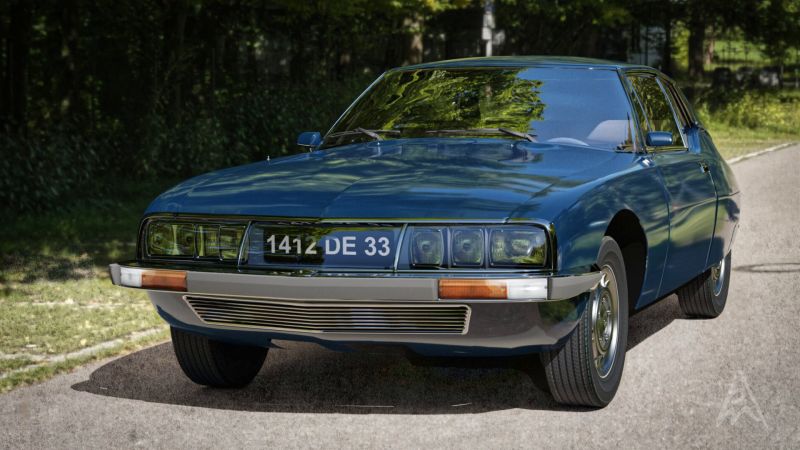 Citroen SM
A Daz Studio Iray render of the Citroen SM (3D model Citroen SM Extentended License by 3DClassics in OBJ format at Renderosity). I created the Iray materials for it on this render.
Keywords: Citroen car