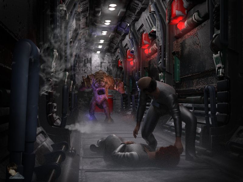 Close Encounter
Corridor Space by Baptiste Chaplain (Sketchfab)
Rancor by Sixus1 Media (Renderosity/ShareCG)
Genesis 8 Males with Newport Clothing
Ena Hair by Prae
Ross Professor Hair by Rosseliani
Poses by Petege

Daz Studio Iray Render

Keywords: 3D scene sci-fi space