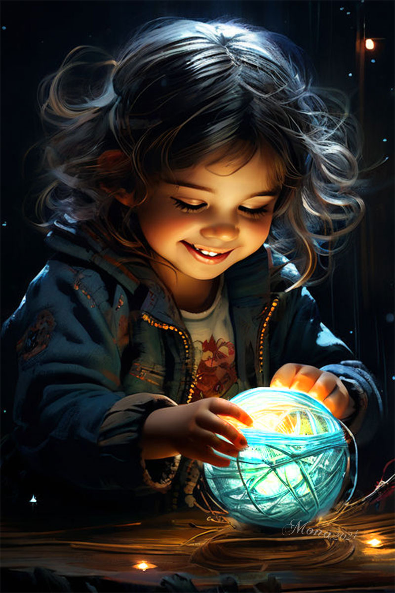 Die Kugel mit Licht 
AI + Photoshop
