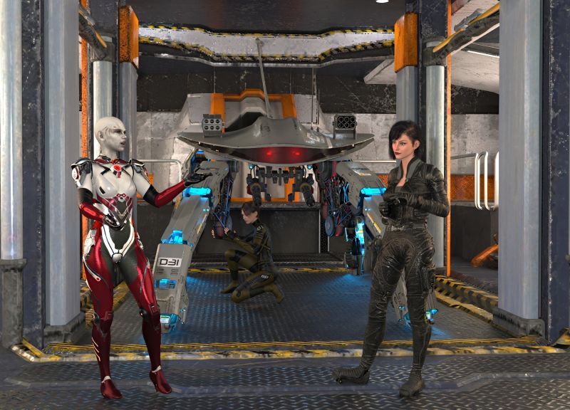 Drama in the Cargo Hold
"What do you think happened down there?  Our surveillance drone has fired one bank of rockets and the gun ammo is down by half."
