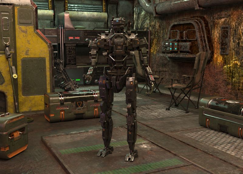 MEC Robot at the Tactical Center: Urgent
This highly advanced military robot arrived at the tactical center to deliver a level 5 secure message from the General to the Field Marshal here. The message has to do with changing strategy in the battle against the aliens who are trying to seize control of parts of the planet. There are new vulnerabilities discovered in the alien forces that can be exploited by planetary forces.
